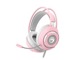 Marvo HG8936, slúchadlá s mikrofónom, ovládanie hlasitosti, ružová, podsvietená, 3.5 mm jack + USB