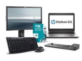 HP EliteBook 820 G3 + 22" LCD + dock+adapter+klavesnica mys+Eset ( BUNDLE)